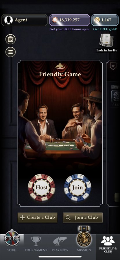 Главный экран Friendly & Club — отсюда создают и находят игры